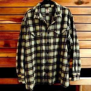 Levi’s Men’s Flannel XXL Blue Yellow Black White Pattern Thick Flannel